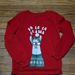 Festive Red Llama Sweater for Kids